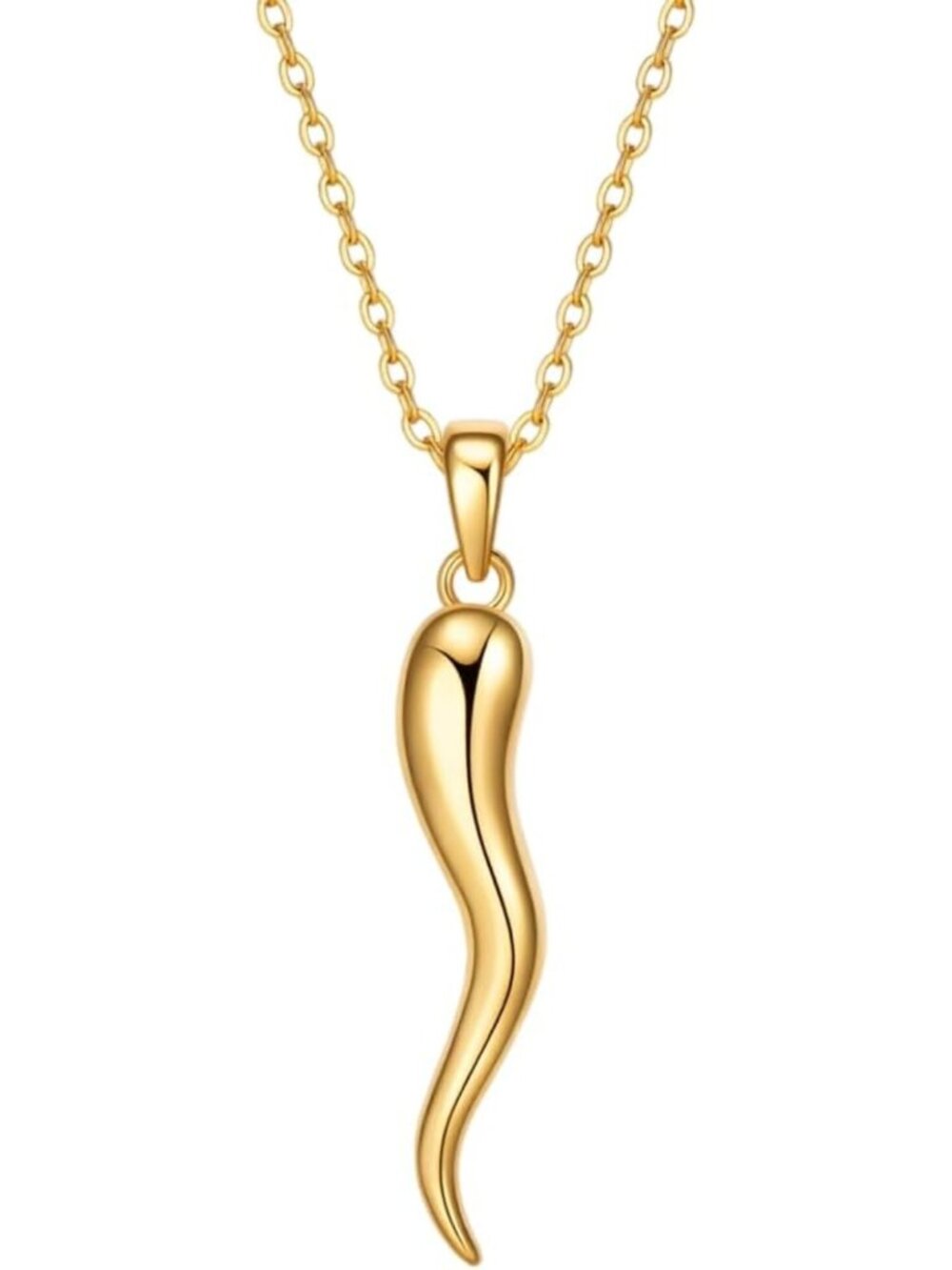 Sterling Silver Italian Horn Necklace - Cornicello Amulet Pendant Talisman